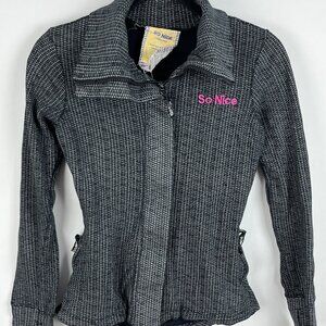 So Nice Track Jacket Size S Gray Long Sleeve Full Zip Collared Pockets Stretch